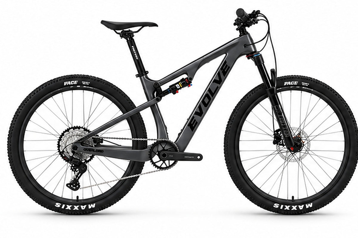 Evolve Evo Carbon MTB dark grey frame on white studio background
