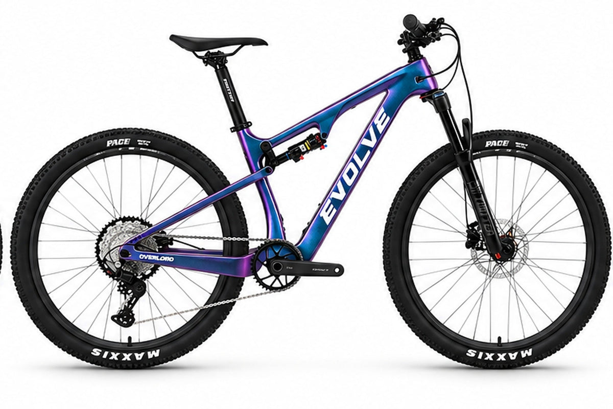 Evolve Evo Carbon MTB holographic frame on white studio background