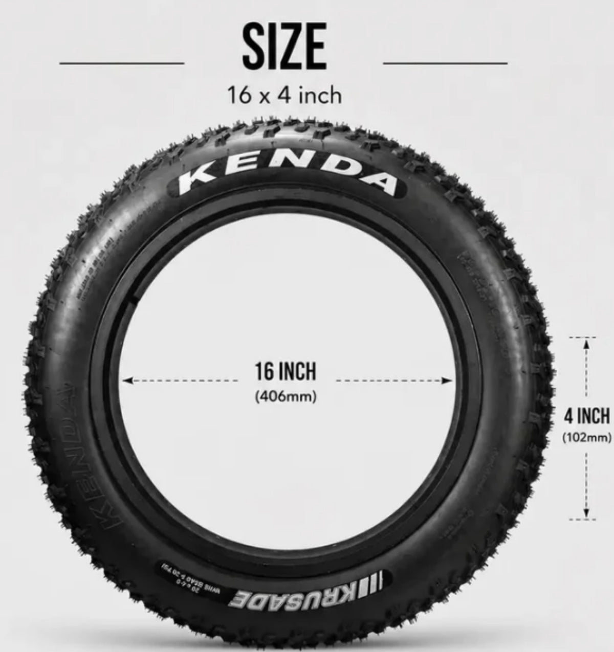 Evolve Bikes 16 x 4 inch Kenda fat tyre for Horizon Voyager and Roamer