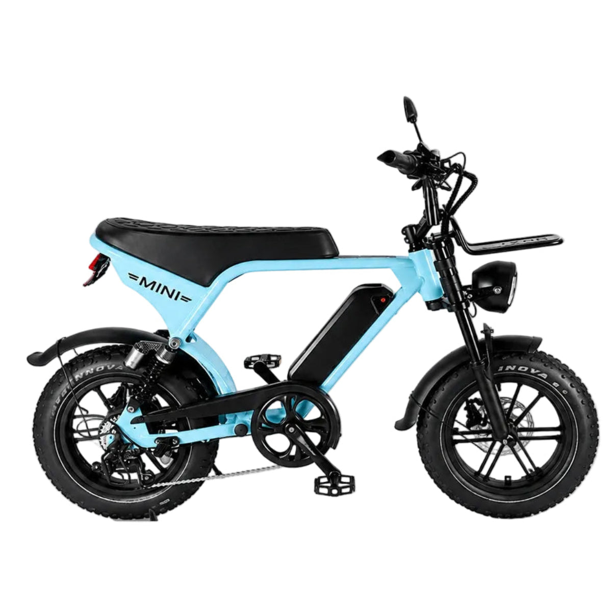 Evolve Mini 16 inch compact e-bike in turquoise