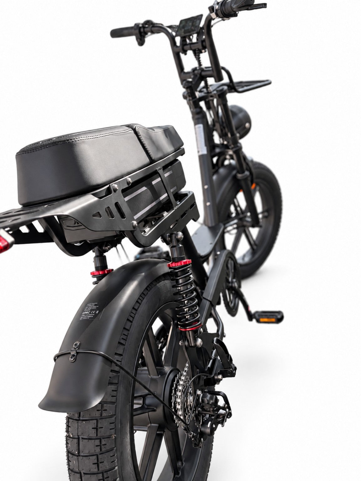 Evolve Roamer black electric bike rear three-quarter detail