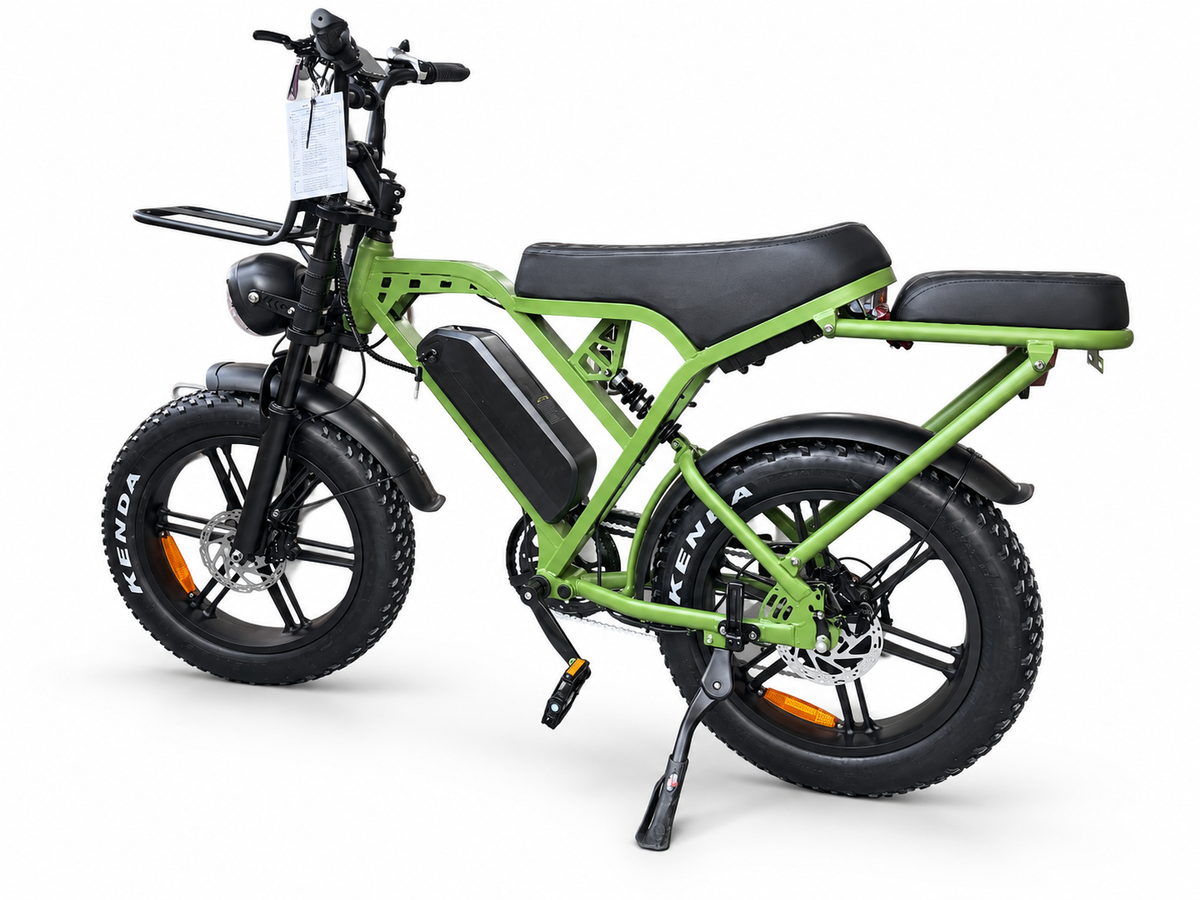 Evolve StreetX olive green electric bike on white studio background